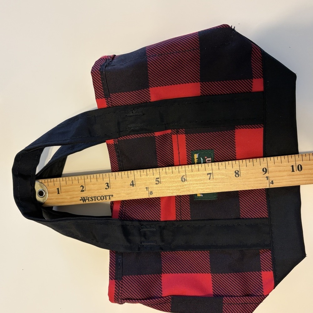 LL Bean Buffalo Check Mini Tote Bag Red Black Small Granola Outdoor Zippered - Picture 6 of 7